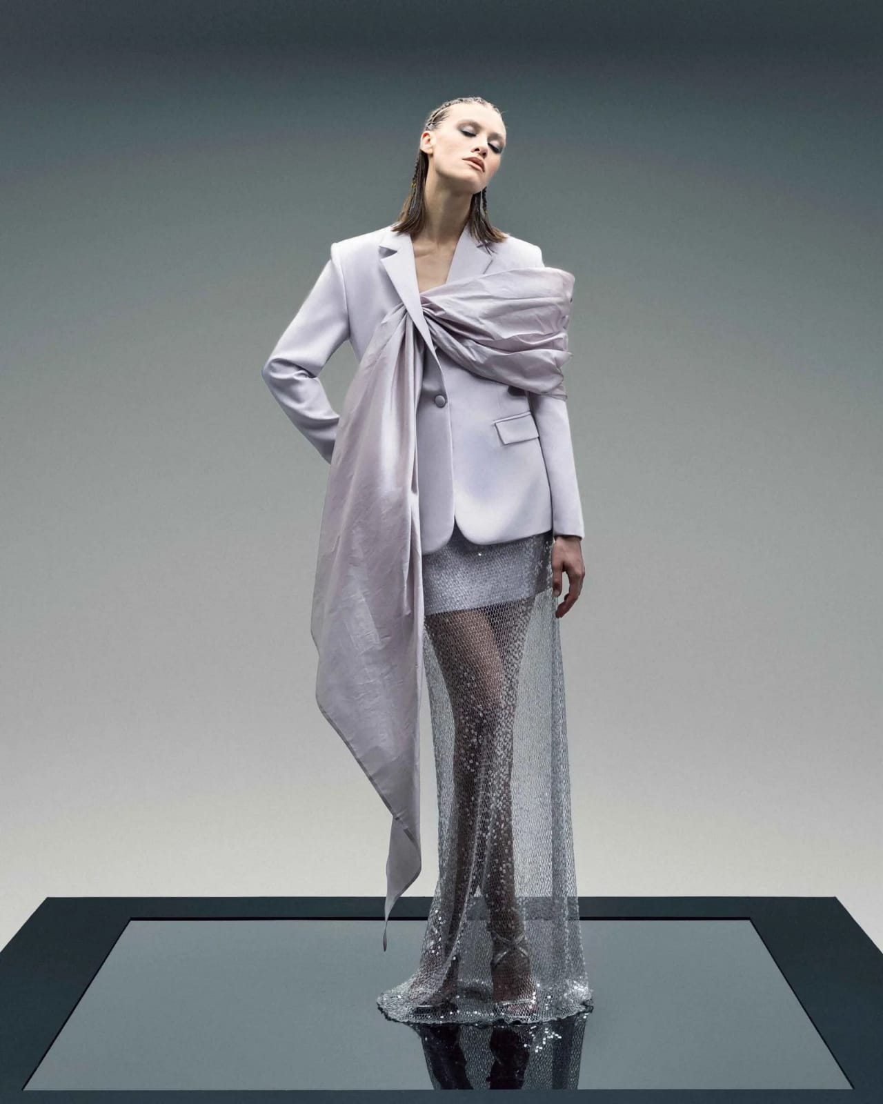 Lila Jacket with Chic Draped Panel - Image 3