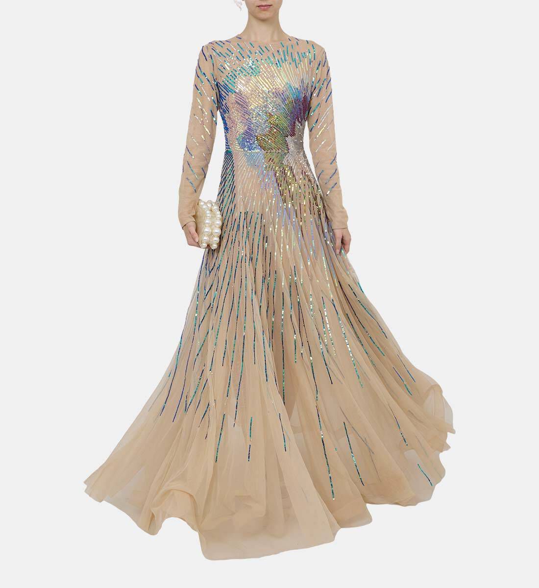 Sequin Embellished Flared Gown - Image 5