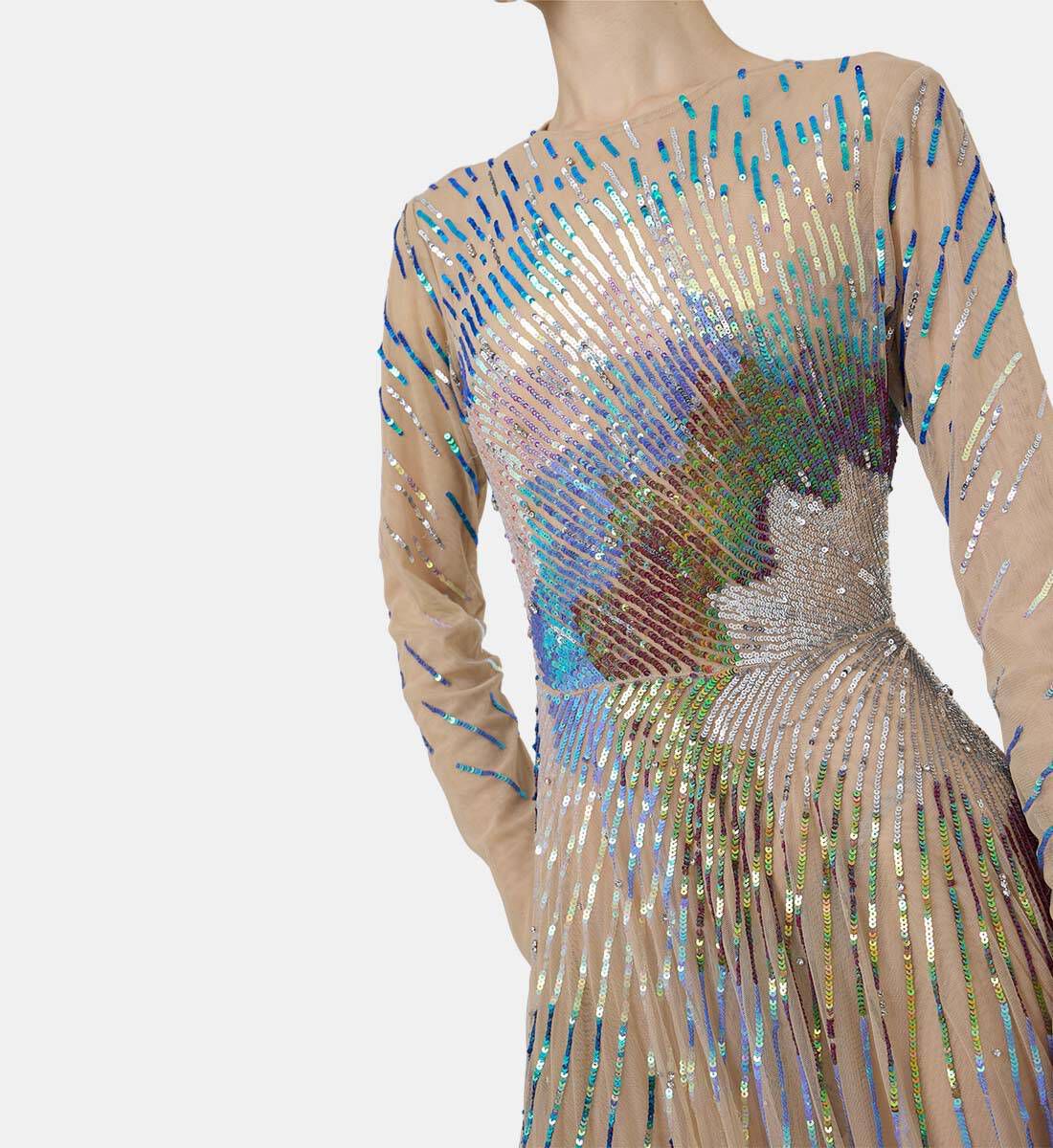 Sequin Embellished Flared Gown - Image 4