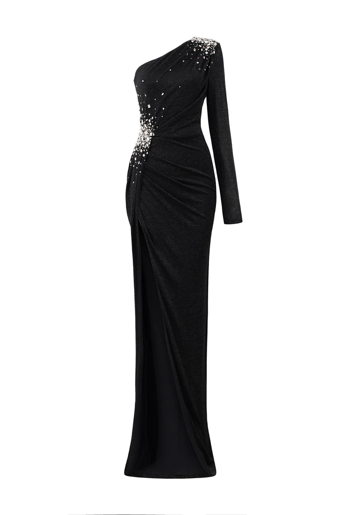 Column Evening Gown With One Shoulders. - Image 3