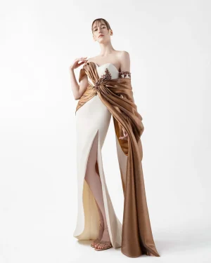 Cream Crepe Gown