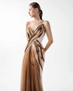 Alternative view of Strapless Nude Crepe Gown