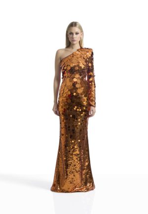 The Shimmer is a Prism Orange Gown