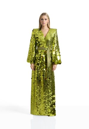 The Area Wrap Lime Gown