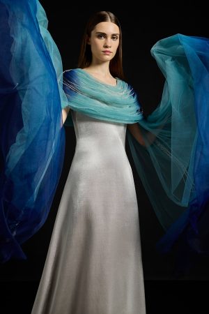 Alternative view of Silver Satin, Tulle Sequins, Kaftan