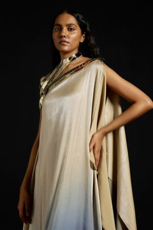 Alternative view of Gold Satin Metallic Kaftan