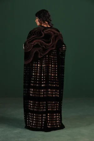 Alternative view of Black/Light Peach Kaftan