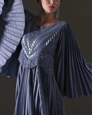 Alternative view of Blue Pleated Kaftan