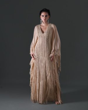 Beige Embroidered Kaftan