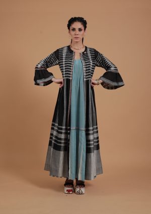 Black/White with Blue inner Dress