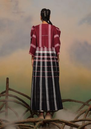 Alternative view of Maroon/Black Kaftan