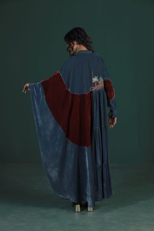 Alternative view of Maroon/Blue Kaftan