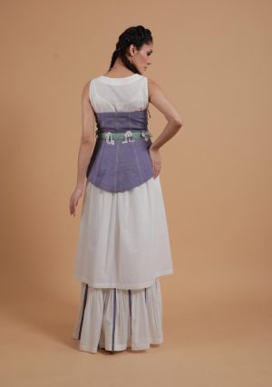 Alternative view of White and lavender Corset Kaftan