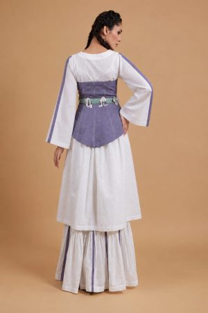 Alternative view of White and Lavender Corset Kaftan