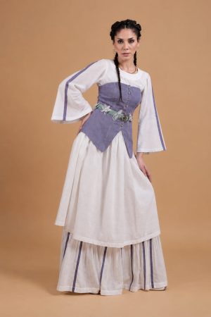 White and Lavender Corset Kaftan
