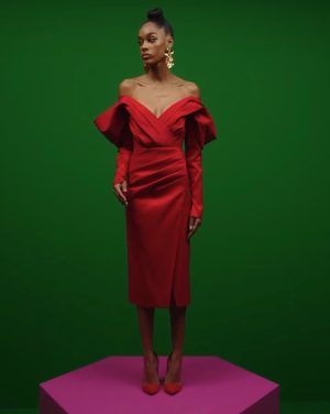 Red off the Shoulder Dress