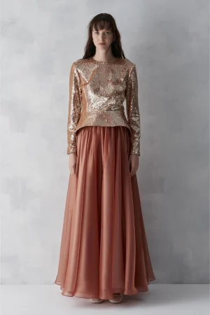 Sequin Blouse Skirt Organza Set
