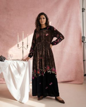 Brown Floral Kaftan
