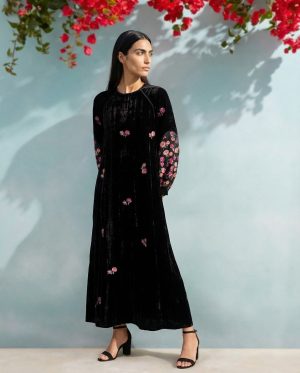 Black Velvet Rose Kaftan