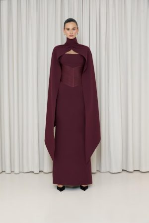 Burgundy Cape Dress
