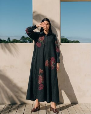 Alternative view of Black floral Kaftan