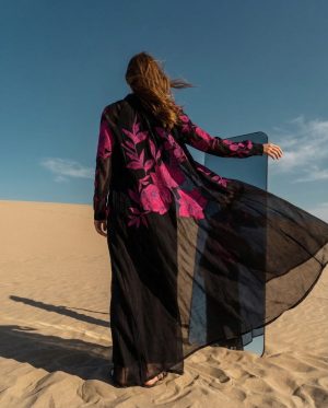 Alternative view of Black Floral Kaftan