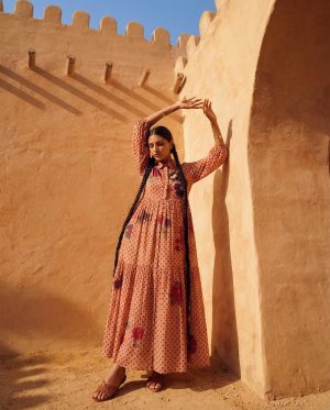 Pink Collar Polka Dot Kaftan