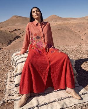 Alternative view of Two Tone Orange Kaftan