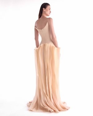 Alternative view of Sculptural Angled Deep-V Gown