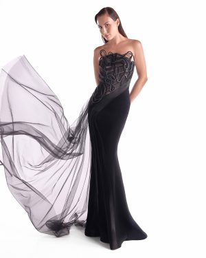 Artfully Corded Illusion Bodice Gown