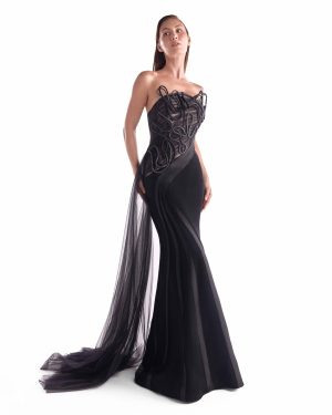 Alternative view of Artfully Corded Illusion Bodice Gown