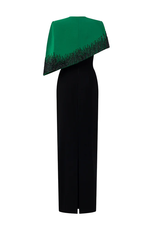 Mini Cape In Dark Green/Black Gown - Image 5