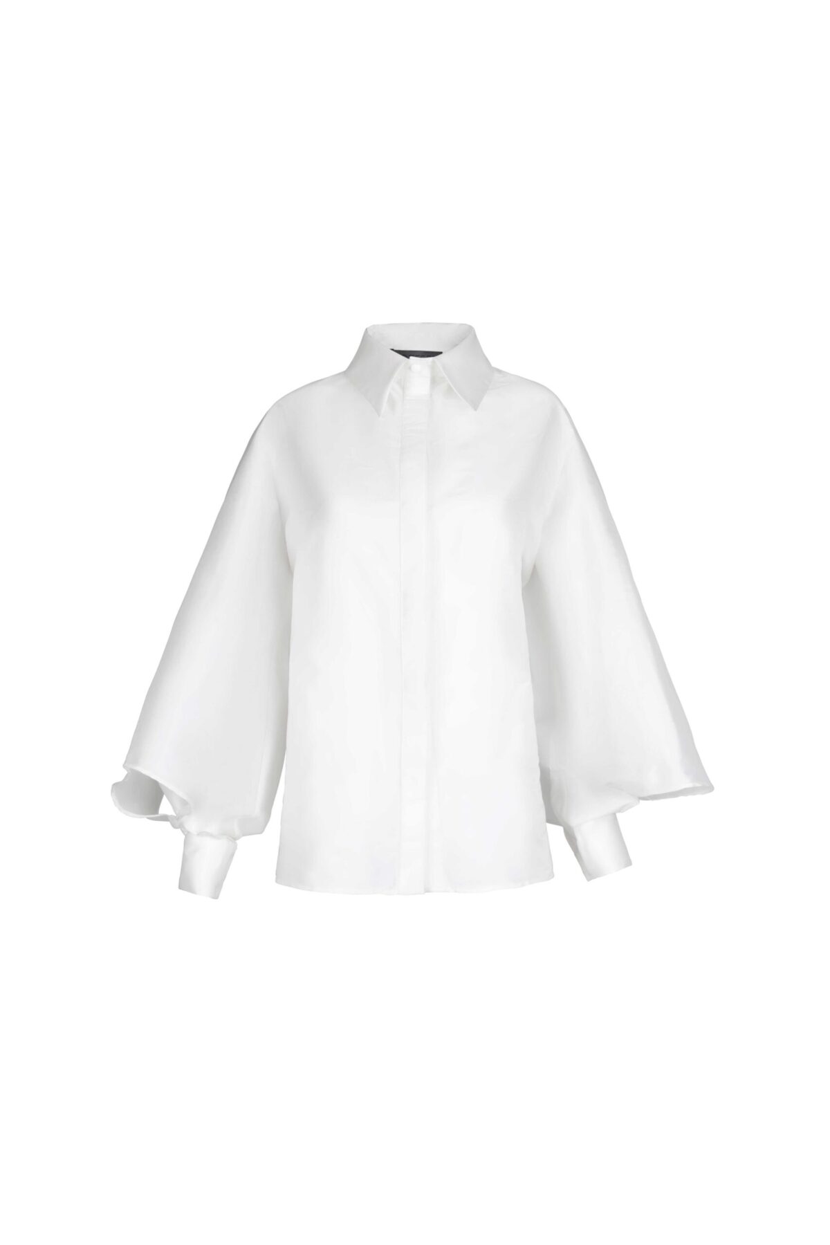 Wide Sleeves Poise Off-White Taffeta Blouse
