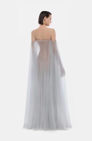 Alternative view of Grey Tulle Off-Shoulder Dress
