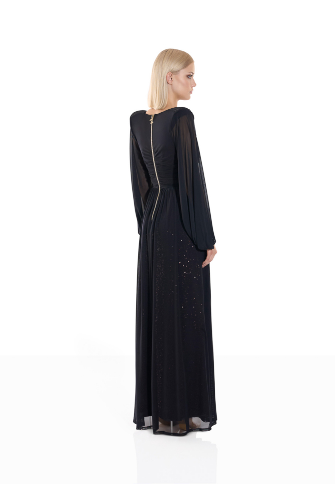 He Loved Her 2 pc Mesh Black/Plum Gown - Image 3