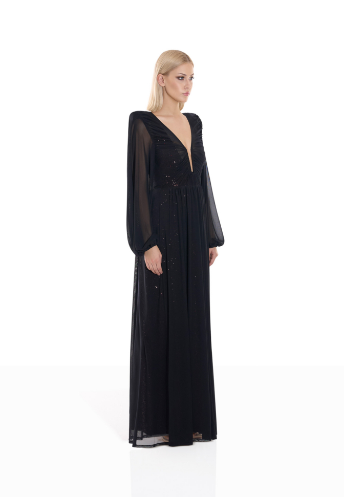 He Loved Her 2 pc Mesh Black/Plum Gown - Image 4