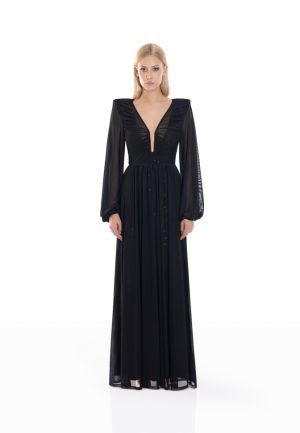 He Loved Her 2 pc Mesh Black/Plum Gown