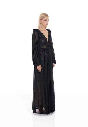 He Loved Her 2 pc Mesh Black/Rose Gold Gown - Image 4