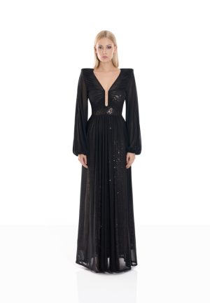 He Loved Her 2 pc Mesh Black/Rose Gold Gown