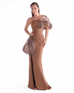 Elegant Off-Shoulder Crepe Gown