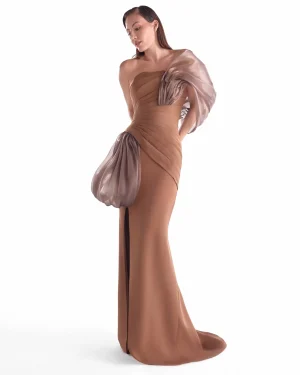 Alternative view of Elegant Off-Shoulder Crepe Gown