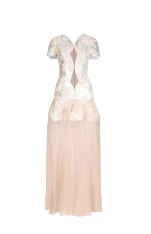Cut-out Jacquard, Fluid Overskirt Dress - Image 5