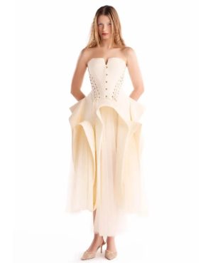 Modern Lace-Up Cream Corset - Image 4