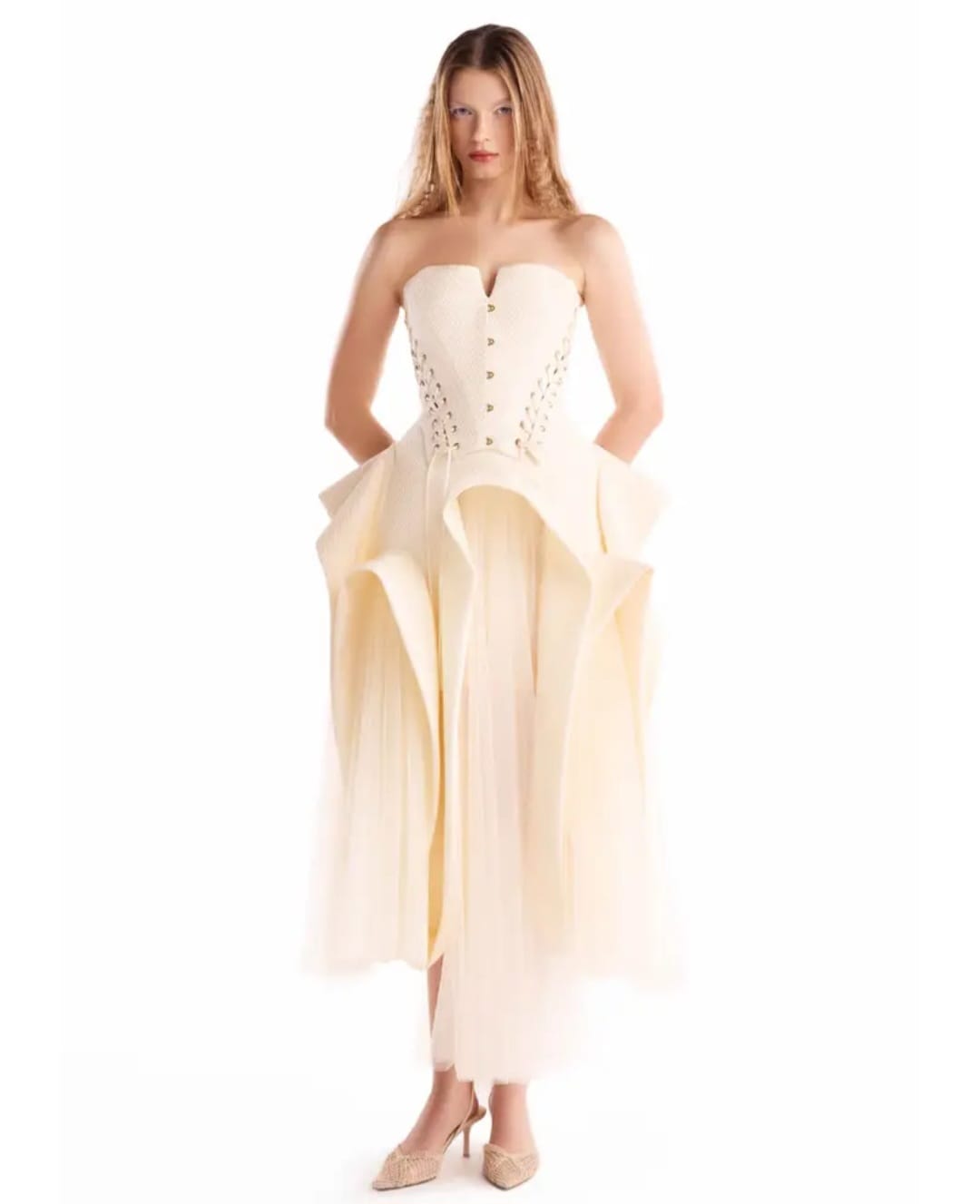 Modern Lace-Up Cream Corset - Image 4