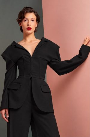 Structured Blazer with Corset Detailing