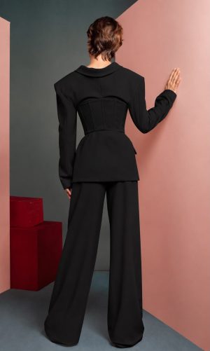 Structured Blazer with Corset Detailing - Image 3