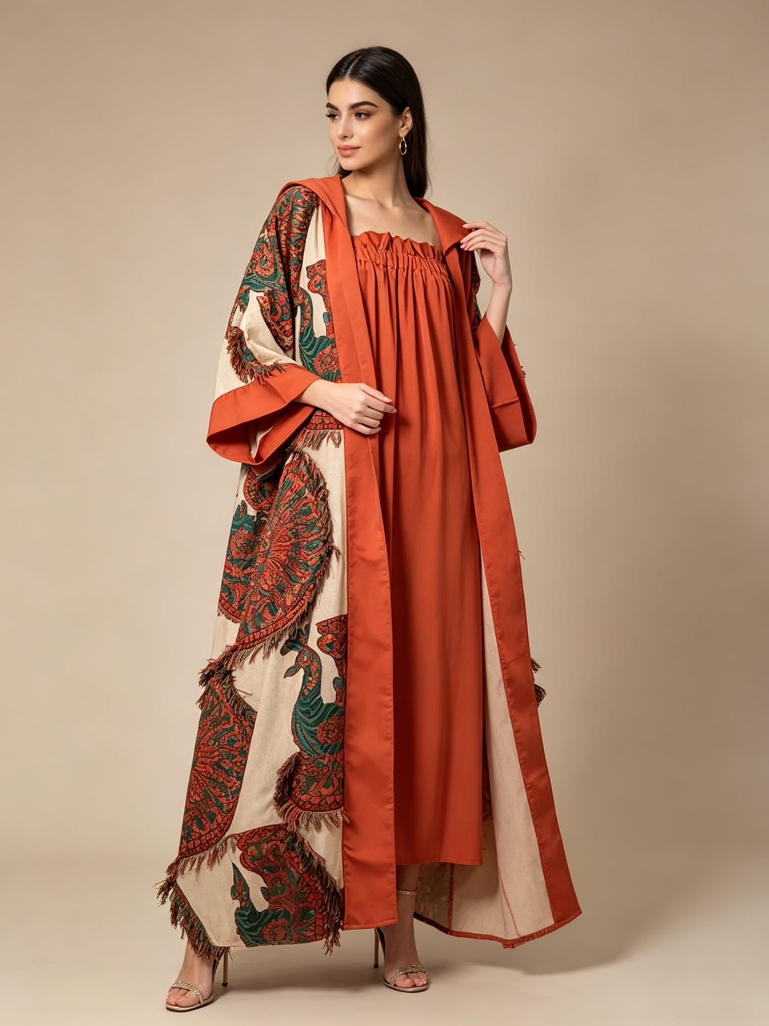 Orange Set Hoodie Dress - Image 2