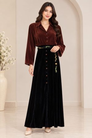 Black/Brown Velvet kaftan