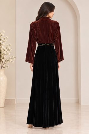 Alternative view of Black/Brown Velvet kaftan
