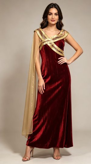 Burgundy Velvet Dress